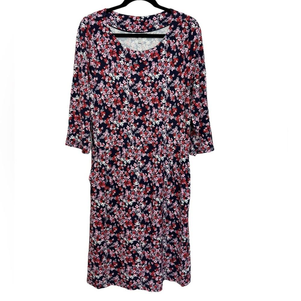 Joules Beth Jersey Knit Dress in Navy Ditsy Floral - Size US 14
